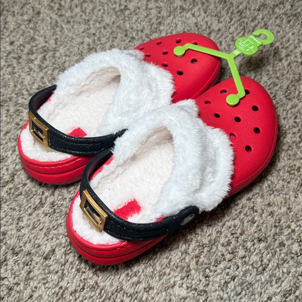 Kids Christmas Lined Crocs Santa Claus‎ Size 2